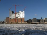 Hamburg bei Eisgang, Elbphilharmonie im Bau 6